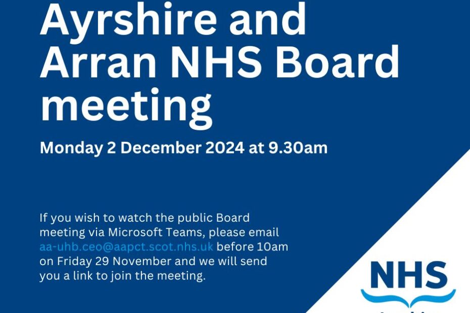 Ayrshire and Arran NHS Board meeting - Monday 2 December 2024 at 9.30am