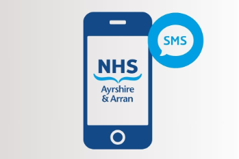 Graphic showing a mobile phone and a speech bubble saying SMS.