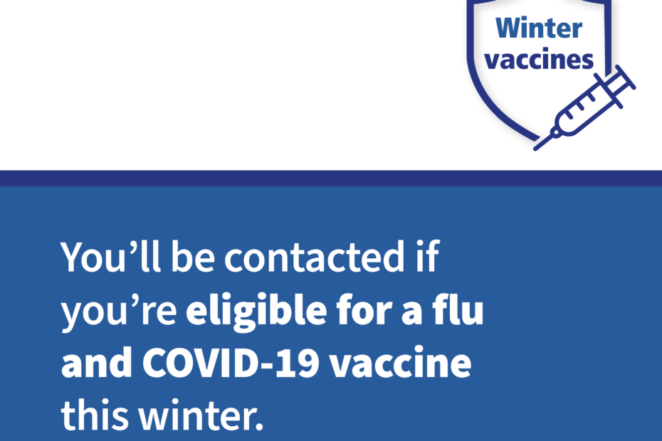 Winter vaccines infographic with text advising you will be contacted if eligible.